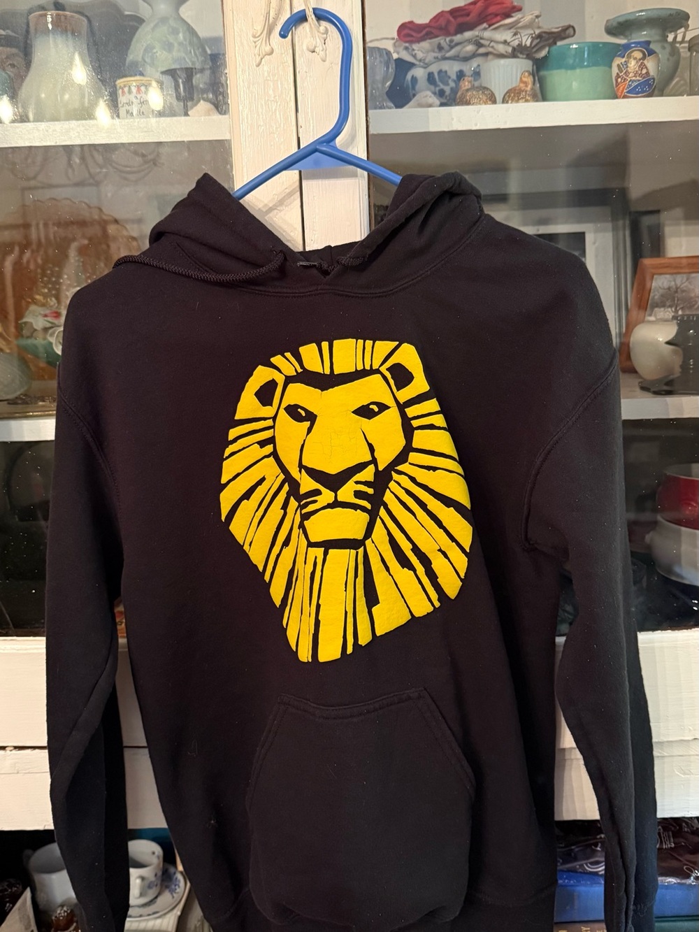 Disney Lion King Black Hoodie with Yellow Lion Face Graphic